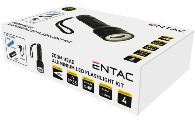 Entac Taschenlampe Zoom Aluminium 8 Watt – Bild 2