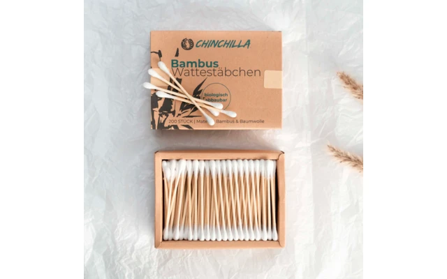 Chinchilla Wattestäbchen Aus Bambus Plastikfrei 200 Stück – Bild 2