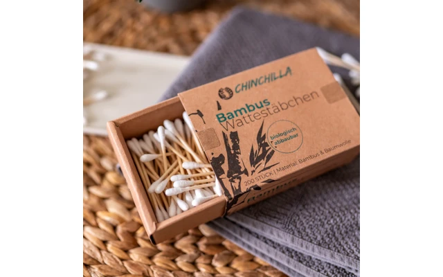 Chinchilla Wattestäbchen Aus Bambus Plastikfrei 200 Stück – Bild 4